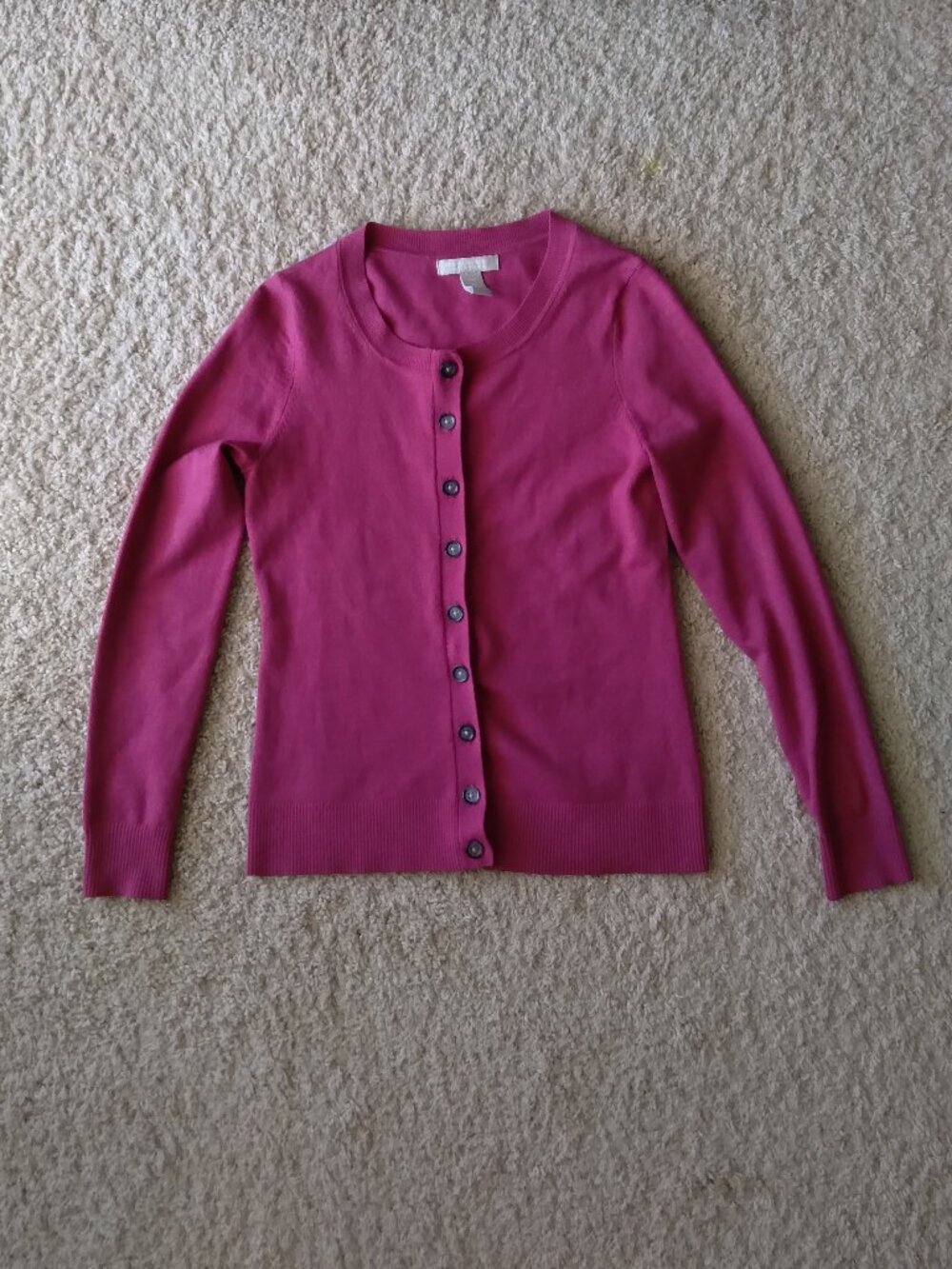Banana Republic Cranberry Pink Extra Fine Merino Wool Knit Cardigan Womens XS